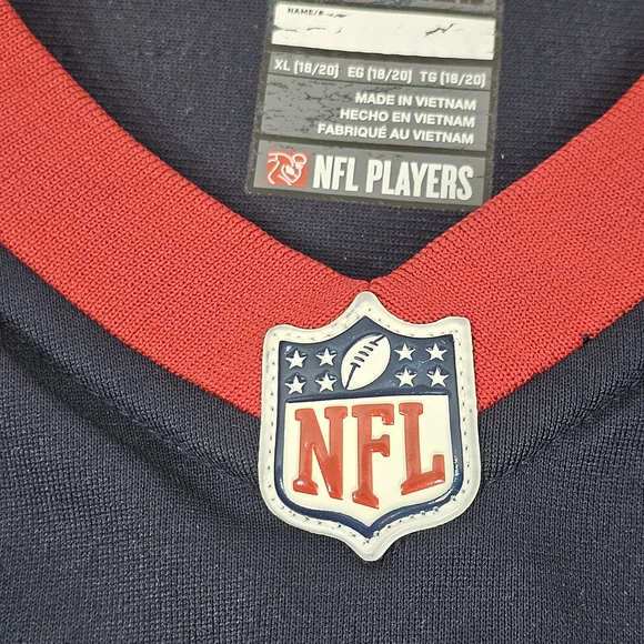 NFL Texans #4 Navy and Red Football Jersey - Picture 6 of 10